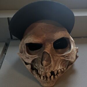 Spirit Skull Mask w Black Cap Halloween Costume Adult One Size